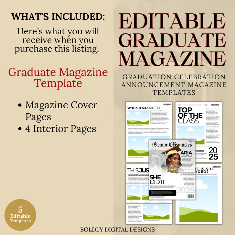 Magazine Graduation Gift, Editable Magazine For New Graduate, Flower Bouquet Wrap, Favor Keepsake, Flyer Template, Flyer, Template, Canva, Social Media, Photography, Booking, DIY, Instagram Template, Grad Template, Flyer, DIY Canva Template, Canva Template, Editable Flyer, Digital Marketing, Promotion Template, Sports Magazine Template, 
Canva Editable, Editable Canva Template