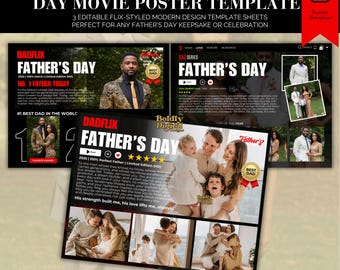 DadFLIX Movie Poster, Personalized Father's Day Gift, DadFLIX Canva Template, Fathers Day Collage, Best Dad Ever, Gifts for Dad, Grandpa