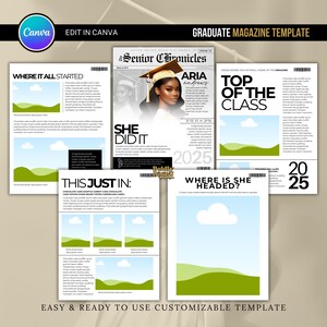 Graduate 2025, Graduation Magazine Cover, Magazine Graduation Booklet, Homecoming, Class of 2025, Graduation Magazine Cover, Magazine Cover, Senior Night Template, Graduation Magazine Design Template Bundle, Senior Class of 2025 Magazine Invitation, Grad And Senior 2025 Design,