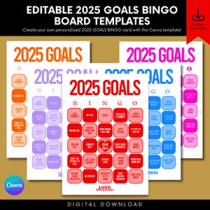 Tarjeta de bingo 2025, tablero de visión 2025, resolución de año nuevo, objetivos de año nuevo, tarjeta de bingo, manifestación, tarjeta de bingo de objetivos 2025, seguimiento de objetivos 2025