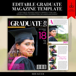 Graduation Magazine Template, 2025 Graduation, Magazine Graduation Booklet, 2025 Senior, Grad Magazine, Magazine Cover, Prom, Homecoming