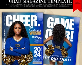Graduation Magazine Template Bundle, 2025 Graduation, Graduation Magazine Booklet Pamphlet, Senior Sports Magazine, Cheer Graduation Poster