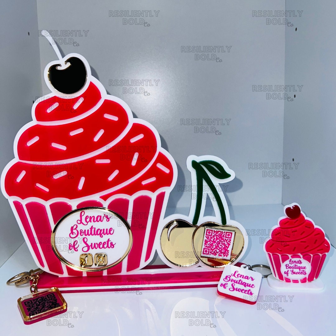 Cupcake Social Media Sign, Glowforge Laser File, Sweet Treats Decor ...