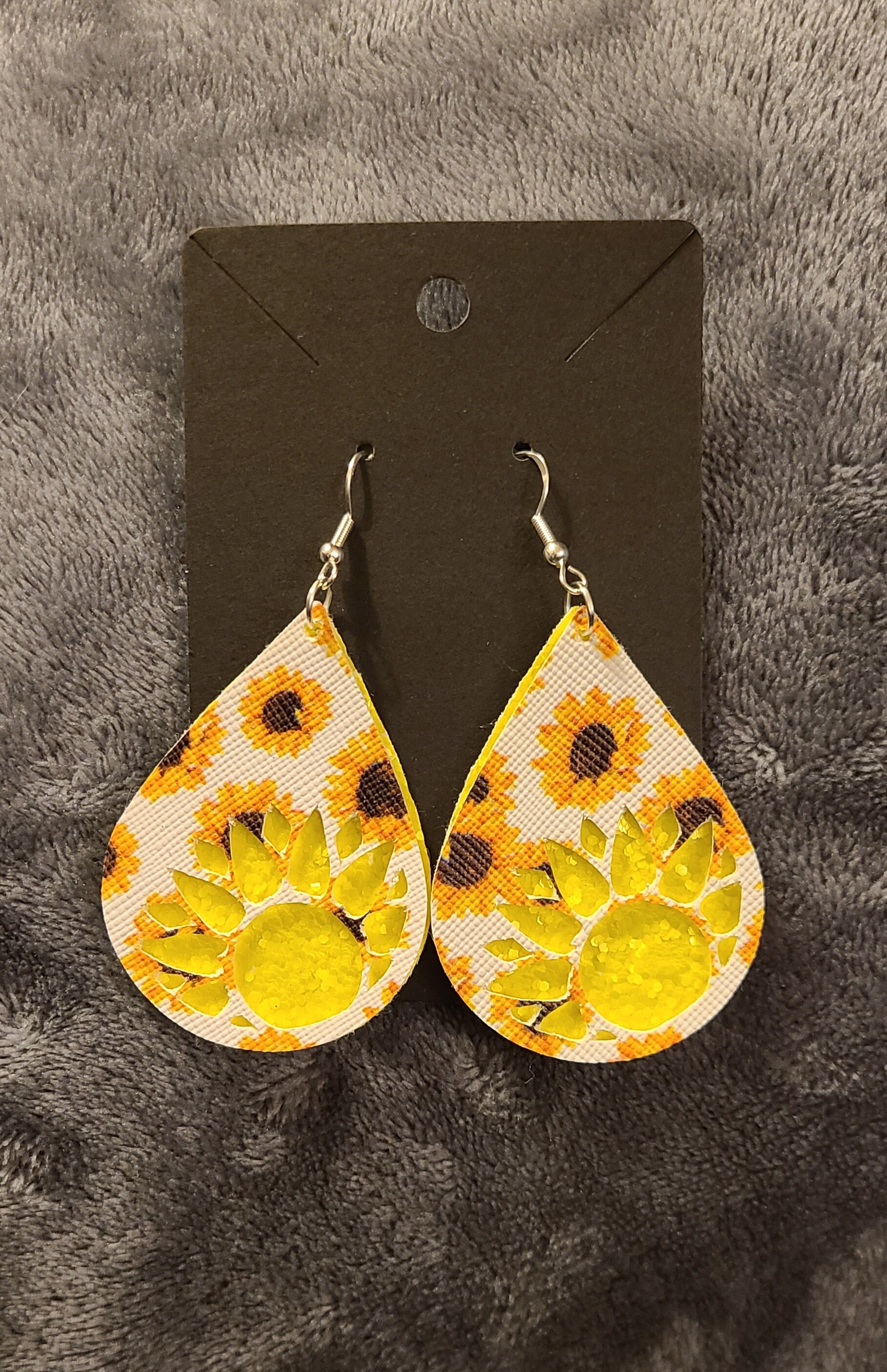 Sunflower Faux Leather Earrings Etsy