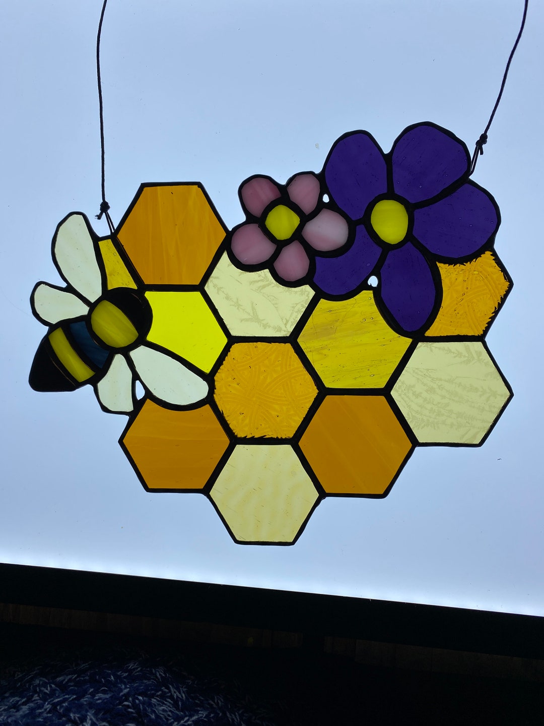 Honey Bee Stained Glass Digital Pattern Honey Comb - Etsy