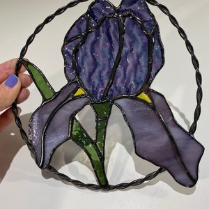 Iris stained glass PATTERN for beginners, Flower for your special someone