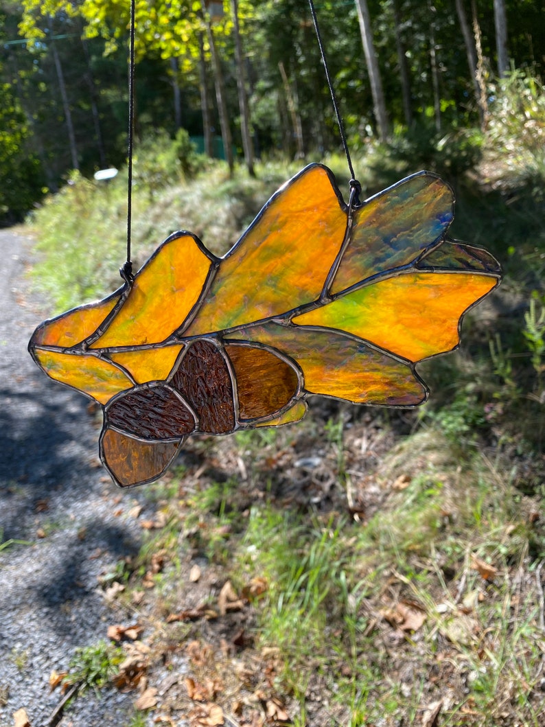 Oak Leaf STAINED GLASS PATTERN Fall Decor Autumn Stained Glass Etsy