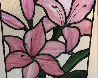 Lilly Stained Glass Pattern - Floral Window Panel DIY (PDF, Jpeg, Png)