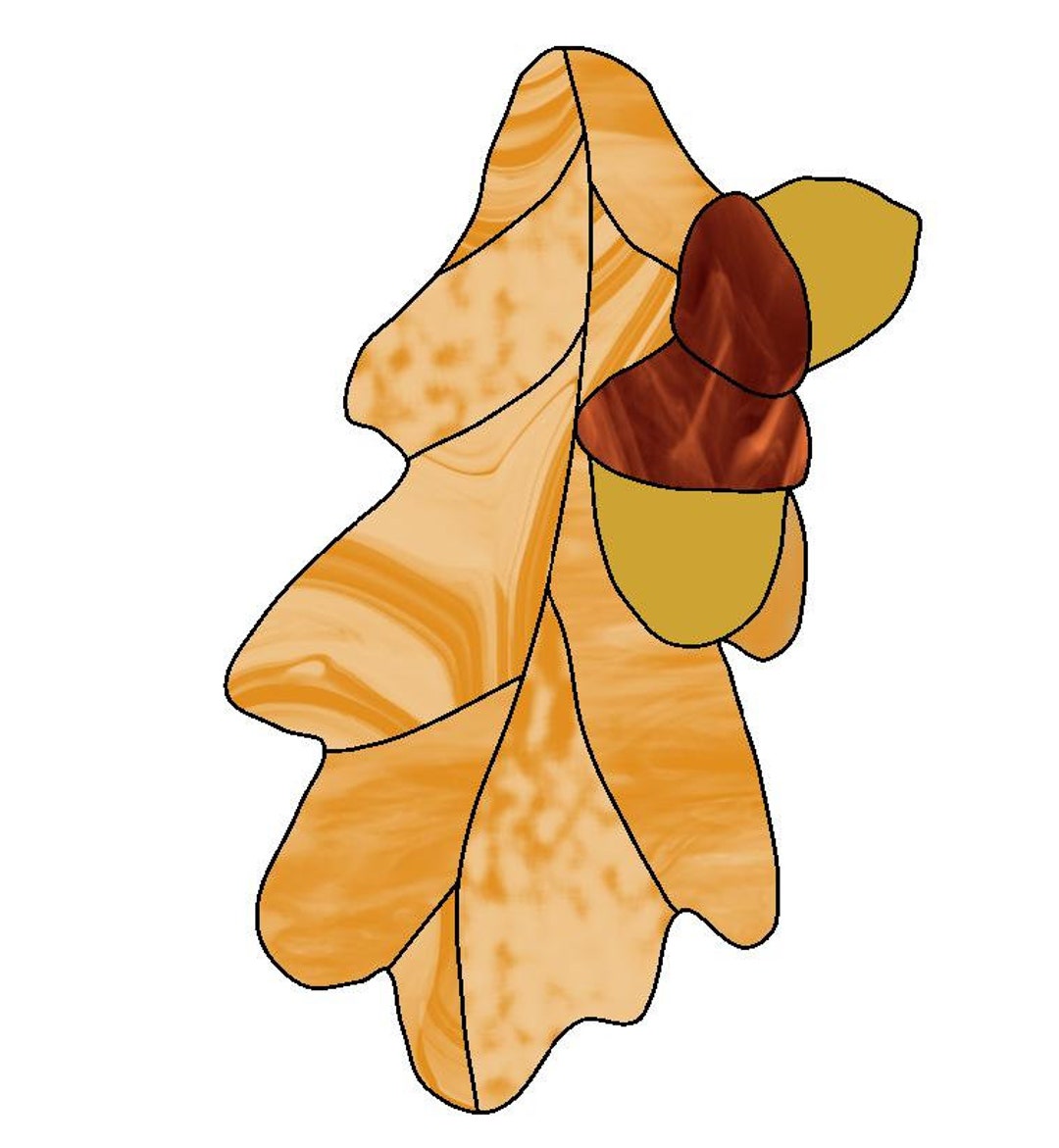Oak Leaf STAINED GLASS PATTERN Fall Decor Autumn Stained Glass Panel