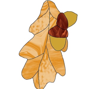 Oak leaf STAINED GLASS PATTERN Fall decor Autumn Stained glass panel suncatcher