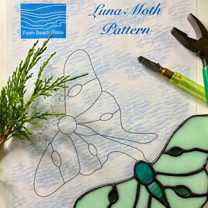 Luna Moth PATTERN stained glass, butterflies, butterfly, window decor, unique gift, any occasion. Suncatcher pattern, DIY stained glass