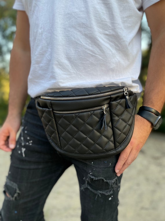 quilted black fanny pack