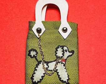 Vintage 1965 Barbie Midge Poodle Parade Olive Green Dog Purse Fashion 1643