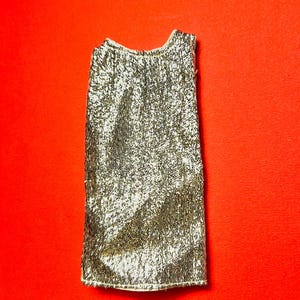 Vintage Mod 1960s Barbie Stacey Groovy Silver Lamé Shift Dress Fashion