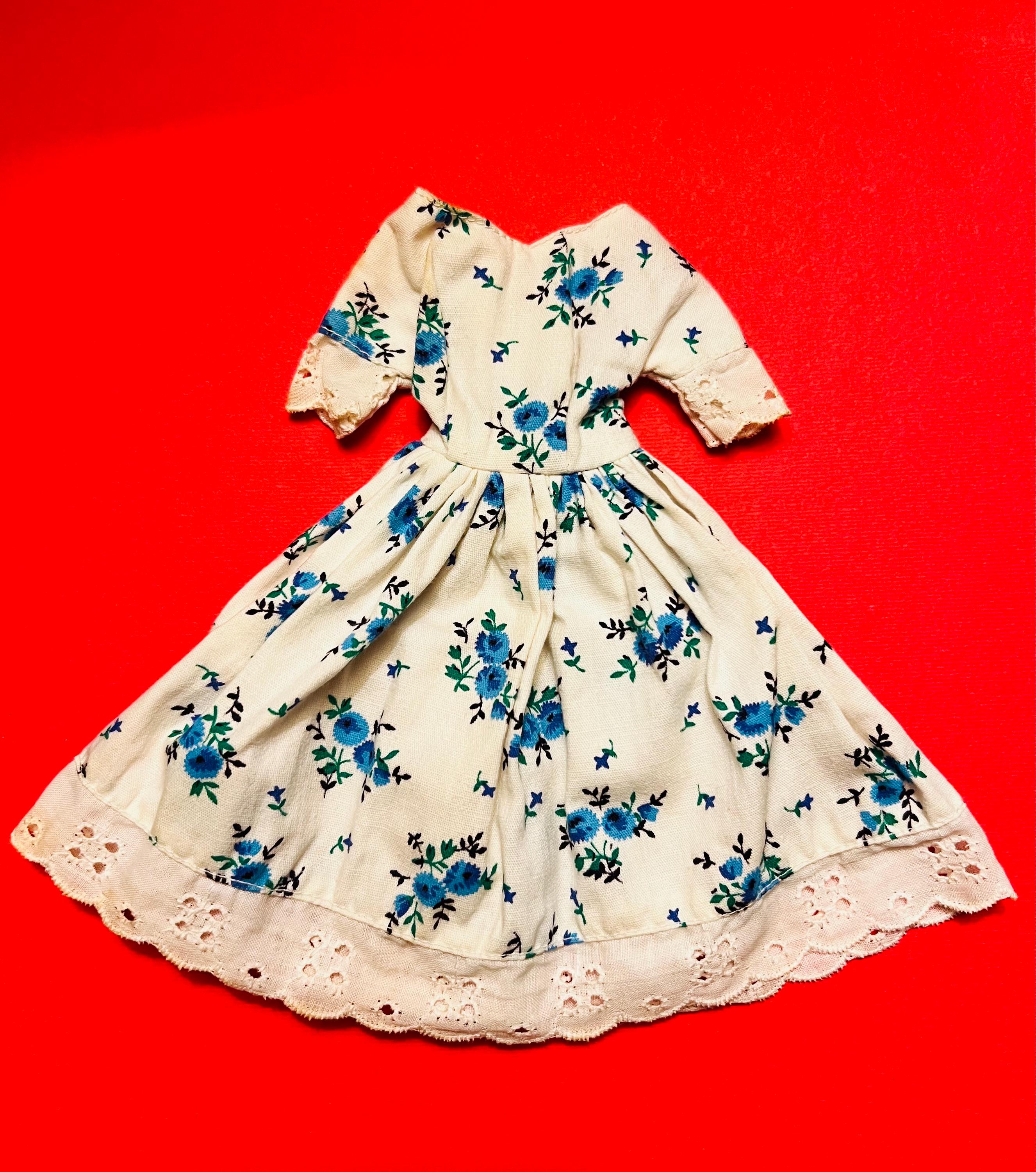 Vintage 1950s Style Handmade Barbie Midge Casual Cotton Floral Lace Dress