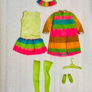 Vintage Barbie 1969 Francie Casey Twiggy Merry Go Rounders Rare Satin Variation Fashion 1230 Complete