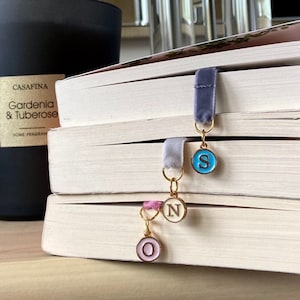 Monogram Charms and Velvet Ribbon Bookmark | Initial Charm | Star | Personalised Bookmark | Customised name | Custom Bookmark | Gift for her