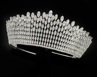 Luxe Tiara voor Bruiloft Kristallen Bruiloft Tiara voor Bruiden Bruiloft Haaraccessoires Zilveren Kristallen Kroon voor Bruid Gala Tiara 2024 Hoge Tiara