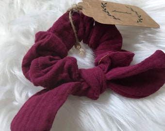 Musselin Scrunchies, Haargummis mit Schleife für Mama und Tochter