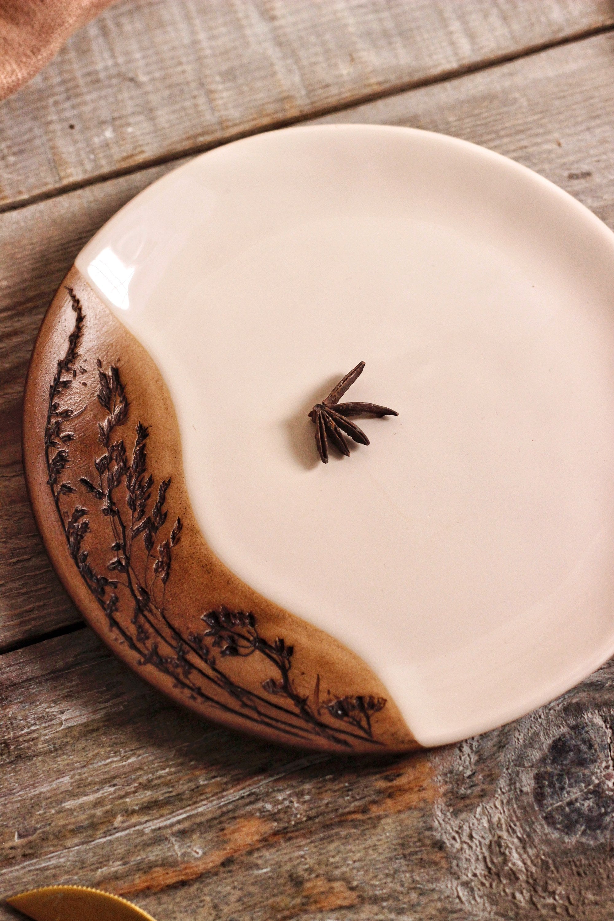 Forest ceramic ivory plate for house warming gift. Dinner Etsy