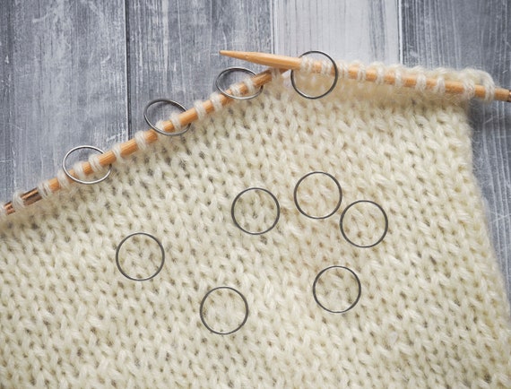 15 Mm Stitch Markers for Knitting / Metal Snag Free Stitch Counter Set of  10 