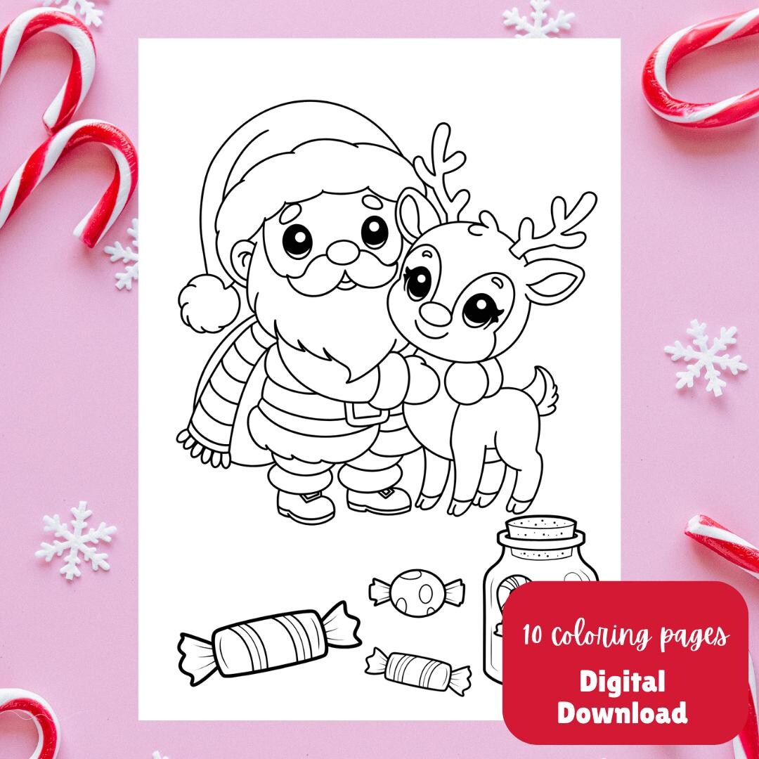 Cute Christmas Coloring Pages Digital Download, Cute Festive Winter ...