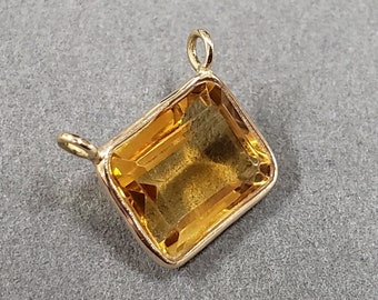 Ciondolo in oro 18k con citrino: ottagono taglio smeraldo, gioielli con pietra portafortuna