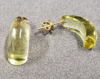18k Gold Lemon Quartz Hoop Earrings: Handmade Gemstone Jewelry