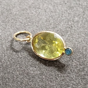 Oval Lemon Quartz with Apatite, 14k Gold Pendant, Handmade Supplies, Jewelry Findings, DIY Gold Pendant, Natural Gemstone, 2 Options