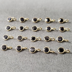 Genuine Black Diamond 18k Gold Charms, Gift for Her, Round black diamond, Dainty Charms, Anniversary Gift, Boho and Hippie