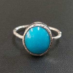 Natural Turquoise Women & Girl Ring, Turquoise Silver Jewelry, Arizona Turquoise Men Silver Ring/Christmas Gift Silver Ring, Engagement Ring