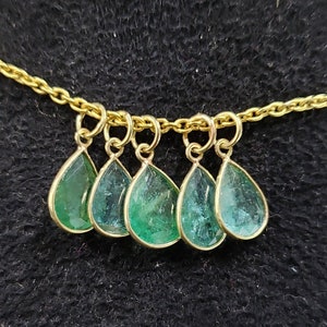 Pear Emerald 14k gold pendant, Gold Jewelry, Solid gold Findings, emerald necklace, Zambian Emerald