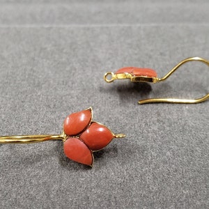 Italienische Koralle 14k Goldohrring, Blatt Cabochon Gold Ohrdraht, Geschenk für sie, DIY Zubehör, Koralle Ohrring, 14k Edelstein Schmuck