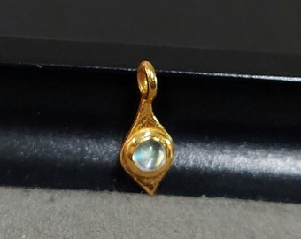 Handmade Rainbow Moonstone Gold Vermeil Charm: 925 Silver DIY Finding
