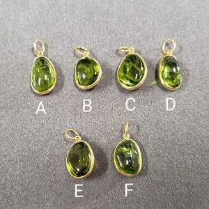 Natural Peridot 18k Gold Pendant, Big Size Gemstone, Inclusion Based, Free Size Pendant, Options Available, Tumble