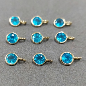 18k Gold Neon Apatite Charms, Gold Bracelet charm, Necklace charms, Gold Charms Findings, Neon Apatite Charms, 4 mm Round