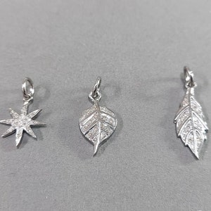 Dainty 925 Silver Star, Betel Leaf & Leaf Diamond Pendant, Leaf Jewelry, Necklace Findings, Star jewelry