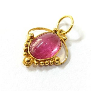 Pink Rubellite 18k Gold Pendant, Rubellite Oval Shape, Necklace Findings, Gold Pendant, 1 piece available
