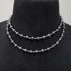 Tahitian Pearl 925 Silver Chain Necklace, Long Necklace, Handmade necklace, Center Drilled, Natural Gemstone, Silver Jewelry