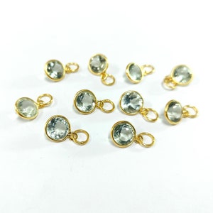7 mm Green Amethyst Charms Pendant, Vermeil pendant, Gift for Her, AAA Grade Gemstone, Bezel setting, Price per piece
