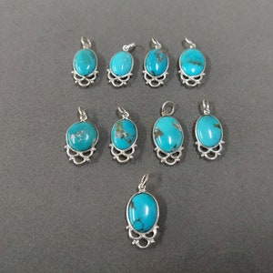 TURQUOISE - 925 Silver Charms Pendant, Turquoise Pendant, Silver Jewelry, Gemstone Findings, Gift for Mom, Comes with Spots, Price Per Piece