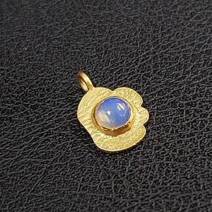 Gold Vermeil Opal Charm Pendant: 925 Silver Minimalist Jewelry
