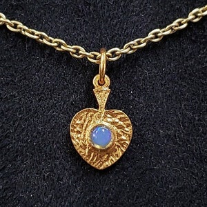 Gold Vermeil Ethiopian Opal Heart Pendant: Handmade Silver Jewelry