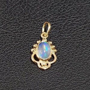 18k Gold Designer Opal Pendant Jewelry , Gold Jewelry, Natural Ethiopian Opal, Oval Opal, Gift for Her, Birthday Pendant, Women Gold Jewelry