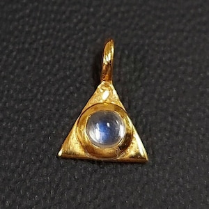 Rainbow Moonstone Gold Vermeil Pendant Charms, Silver Jewelry Hammered Pendant, Triangle Charms, Designer&#39;s Pick, Easy To Use DIY