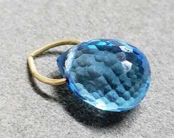 Handmade 18k Gold Swiss Blue Topaz Drop Charm