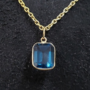 London Blue Topaz 14k Gold Pendant, Octagon Shape Pendant, Gold Jewelry, Necklace Findings, Bezel Setted, Birthstone topaz