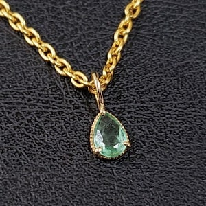 Pear Emerald 14k Gold Charms, Teardrop Zambian Emerald, Spiral Bezel, Gold Charms, Jewelry Making, Price per piece