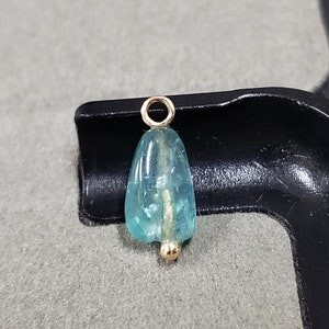 14k Gold Tumble Apatite Charms, Drilled Charm, Necklace Charms Pendant, Natural Apatite, Gold Jewelry, Price per piece, Gold Charms Findings