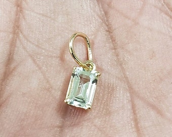 Baguette Aquamarine 14k Gold Pendant: Handmade Charm